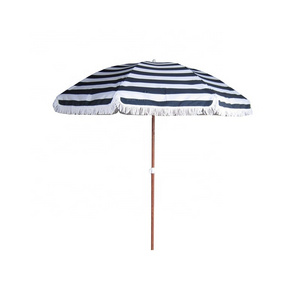 Wood grain beach umbrella with tassel