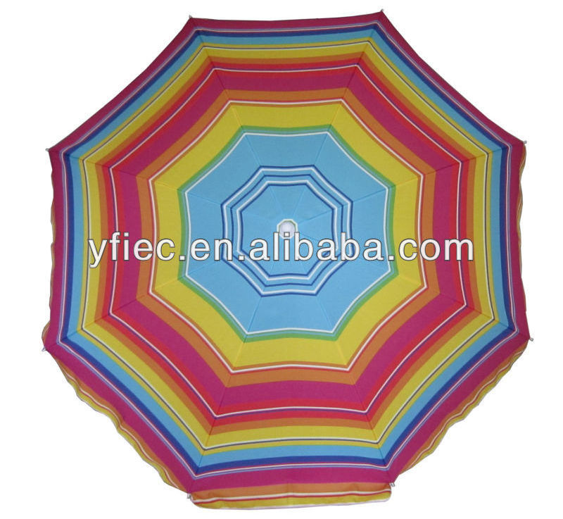 Heavy duty Portable Rainbow Beach Umbrella with Tilt Pole for sand & sun