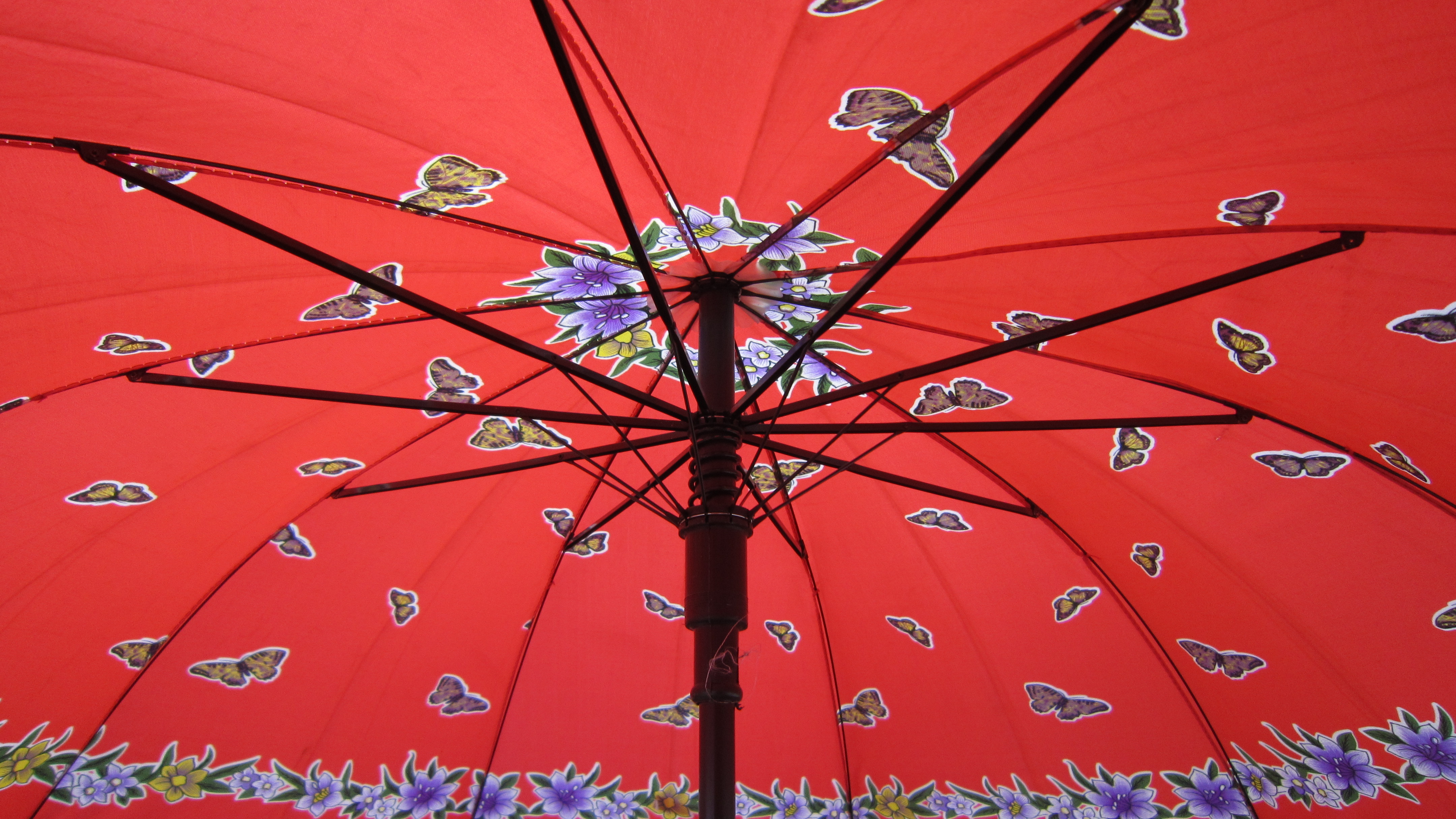 satin printed straight automatic umbrella