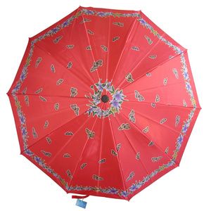 satin printed straight automatic umbrella