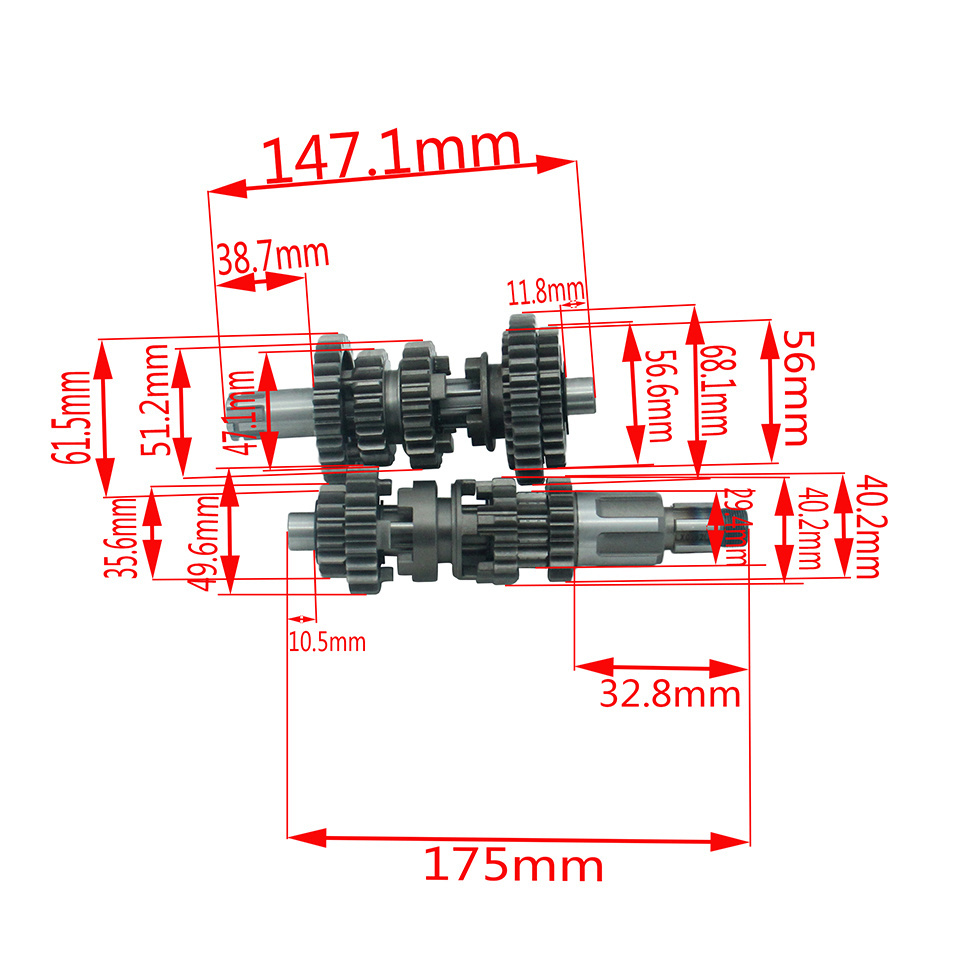 4 Front one Reverse Gear Main Countershaft Transmission Gear Box Main Counter Shaft for ATV with CB250 250cc Engine