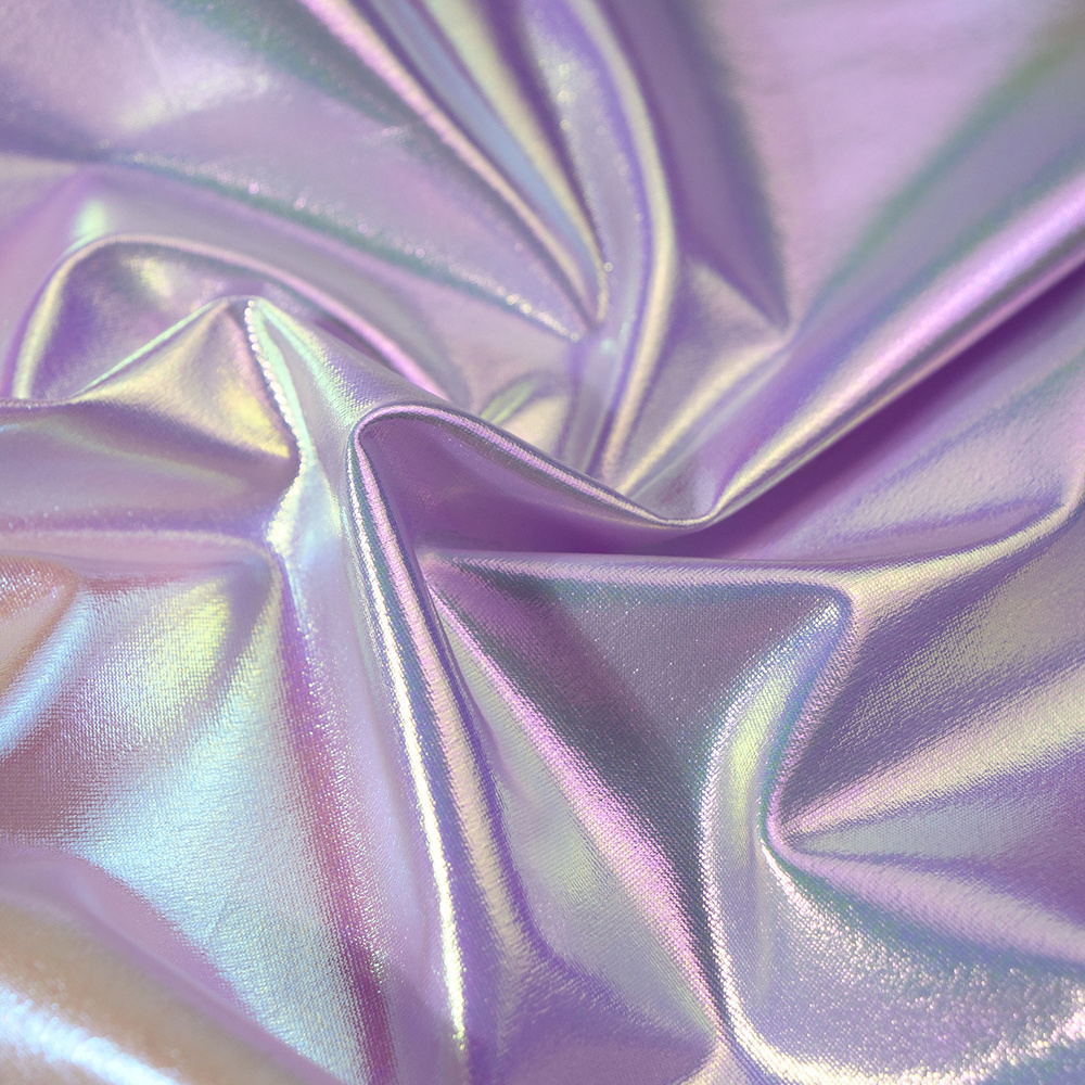 Shiny Metallic Yoga Fabric Swim Fabric 89% Polyester 11% Elastane Spandex Hologram Fabric