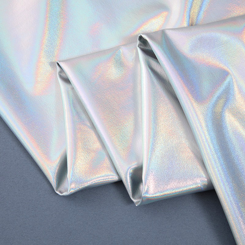 Shiny Metallic Yoga Fabric Swim Fabric 89% Polyester 11% Elastane Spandex Hologram Fabric