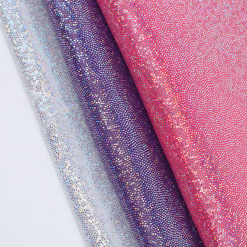 Customized Color And Style High Elastic Fingerpoint Foil Glitter 80 Nylon 20 Spandex Mystique Spandex Knitted Fabric Decoration