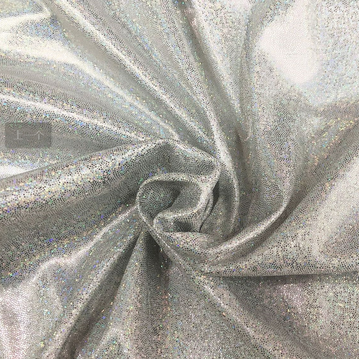 Customized Color And Style High Elastic Fingerpoint Foil Glitter 80 Nylon 20 Spandex Mystique Spandex Knitted Fabric Decoration