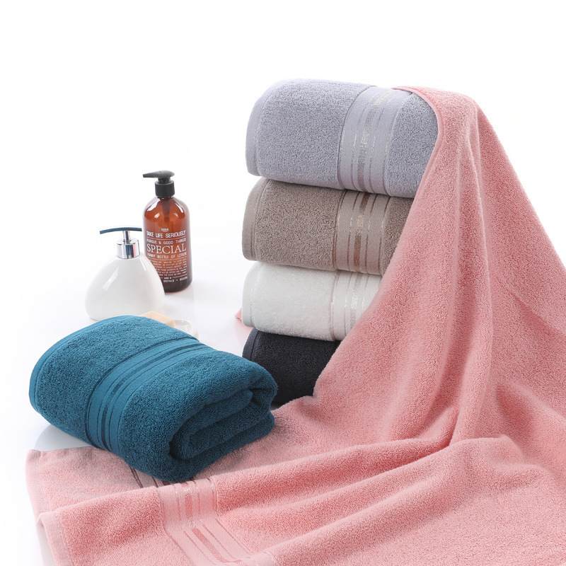 Hot sale 70*150CM ribbon Pure cotton plain towel High quality thickened beach Towels household large bath towel