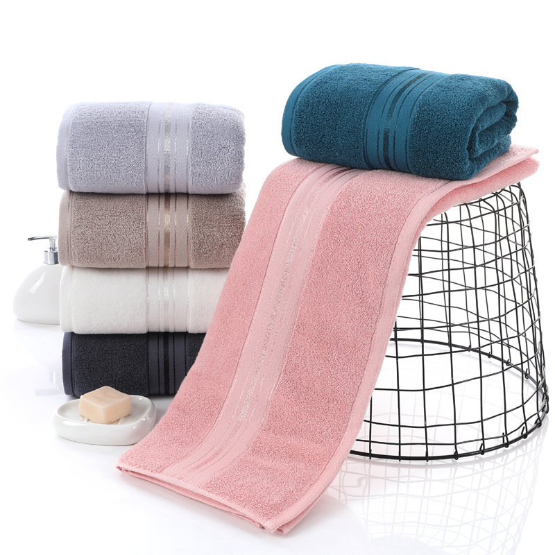 Hot sale 70*150CM ribbon Pure cotton plain towel High quality thickened beach Towels household large bath towel