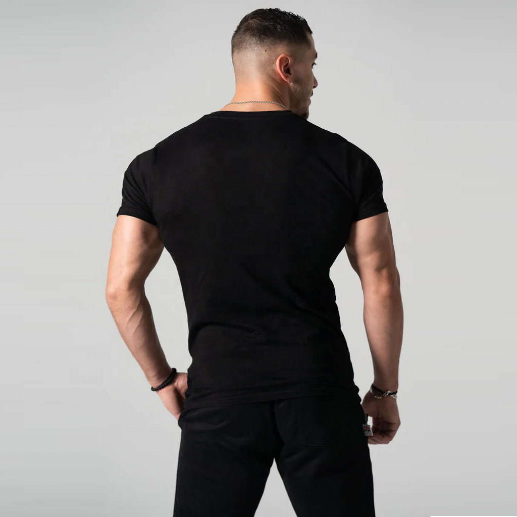 wholesale Custom Logo Muscle Fit Men Sports t-shirt high quality 95 cotton 5 spandex gym t shirts blanks cotton t-shirt for men