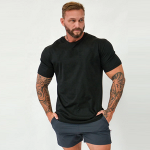 wholesale Custom Logo Muscle Fit Men Sports t-shirt high quality 95 cotton 5 spandex gym t shirts blanks cotton t-shirt for men