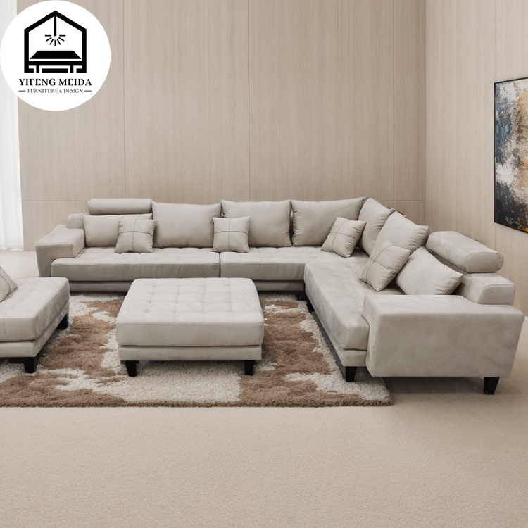 Luxury Home Furniture Leather  Microfiber Fabric Velvet Customized Color Sectional Sofa Living Room Sofa