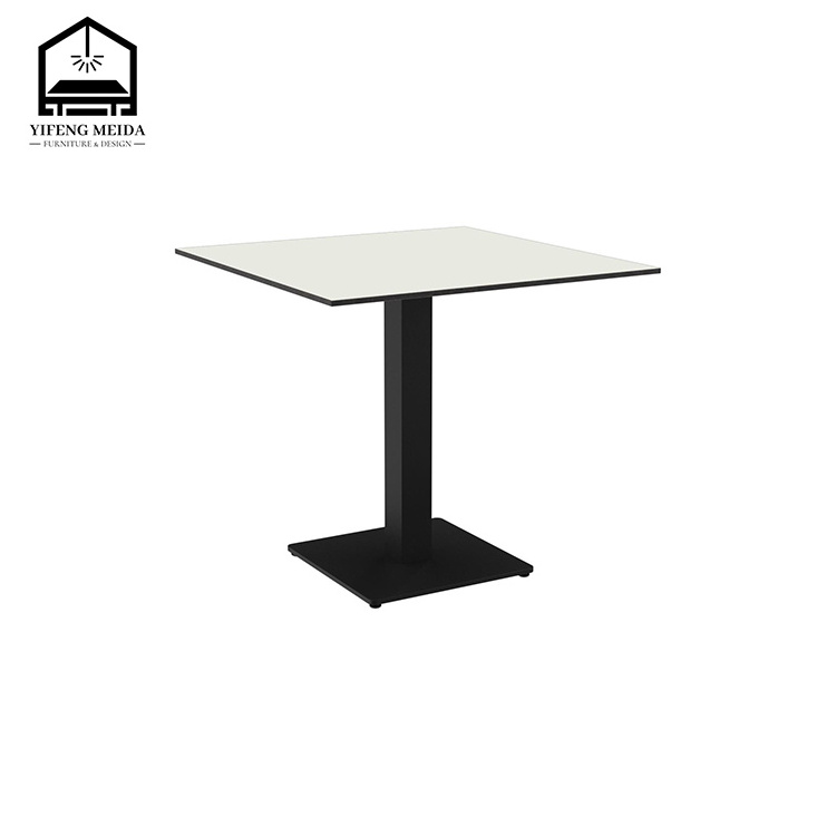 restaurant furniture garden cafe hotel dining tables stainless steel iron base and plywood table top