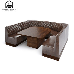 Customizable Size Tufted Leather Restaurant Booth L U Shape Modern Booth Seating for Cafe Restaurant