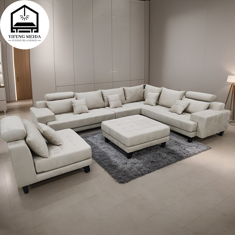 Luxury Home Furniture Leather  Microfiber Fabric Velvet Customized Color Sectional Sofa Living Room Sofa