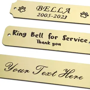 Custom Stainless Steel Pet Tag Personalized Metal Label Engraved Brushed Brass Dog Nameplate Plaque Name Plate