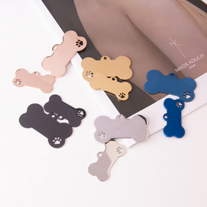 Bone Colorful Stainless Steel Engraved pet id tags wholesale custom metal necklace blank dog tags for engraving