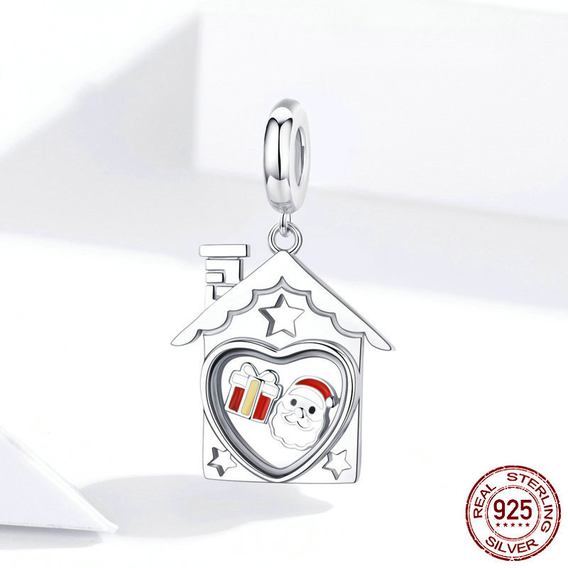 Christmas Charms Theme Jewelry 925 Sterling Silver Enamel Charm for Bracelet Making