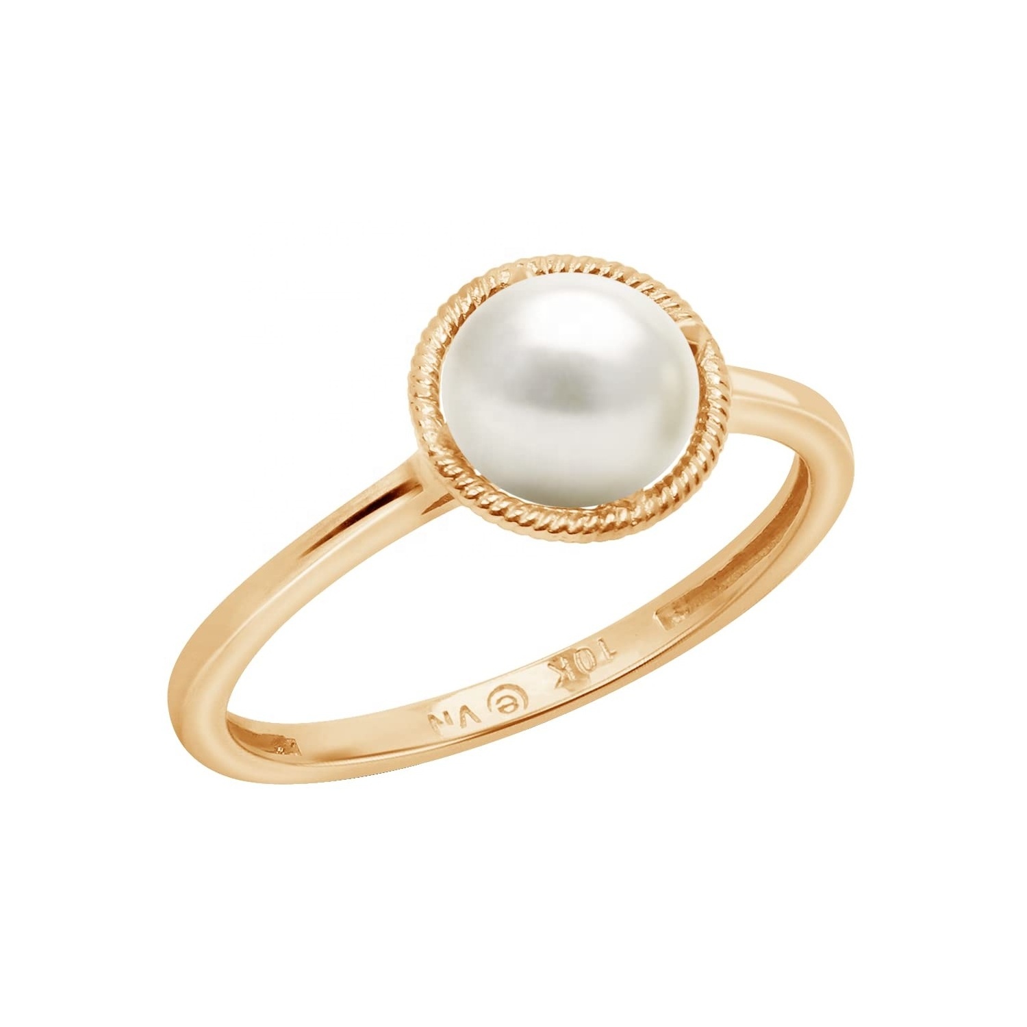 Best Selling Gift Jewelry Wedding Party 925 Sterling Silver 10k Gold Classic Design Round Cut Pearl Ring