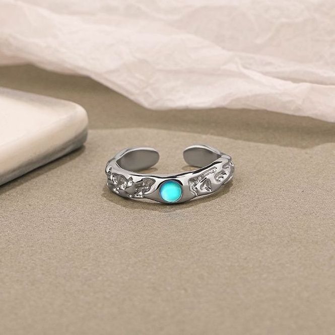 OEM/ODM Custom Italian Ring 925 Sterling Silver Irregular Moonstone Open Gemstone Rings