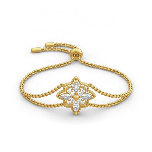 Fashion Gold Plated Adjustable 925 Sterling Silver Flower Star Diamond Cz Fine Bracelet