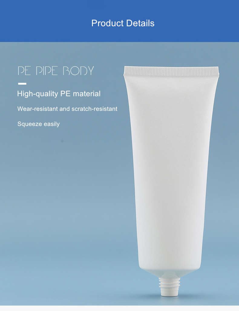 OEM Empty Packaging White Cosmetic Body Lotion Hand Cream Sunscreen PE Plastic Squeeze Soft Tube