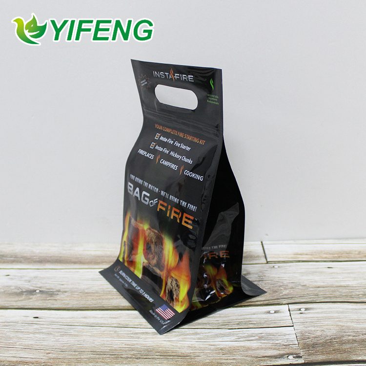 Barbecue Packaging Plastic Custom Printed Foil Logo Cpe Poly Ziplock Flat Bottom Pouch Bbq Charcoal Packing Bags