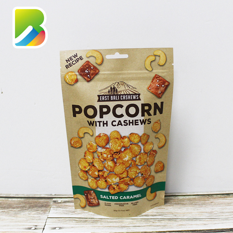 Wholesale Resealable Packaging Sealable Kraft Paper Mini Laminate Custom Printed Coated Triangle Popcorn Bags