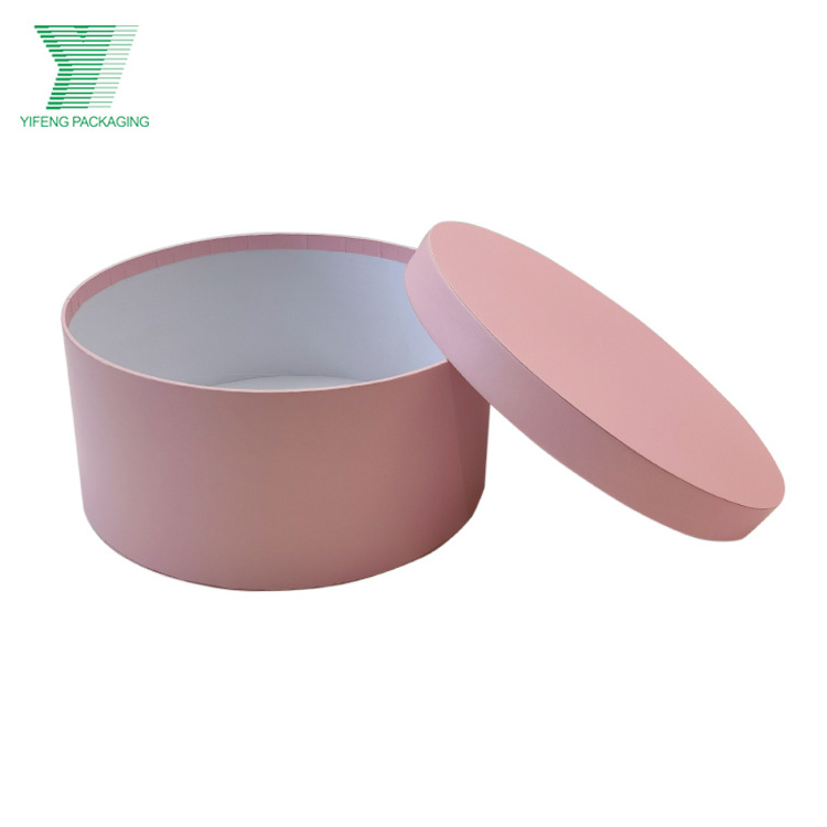 Hot sale 3-piece cylindrical flower shop portable box romantic pink round flower box gift box