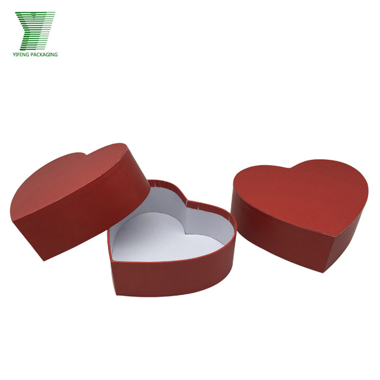 Red paper customized Valentine's Day promotion chocolate and flower packaging boxes cheap wholesale wrapping heart shaped box