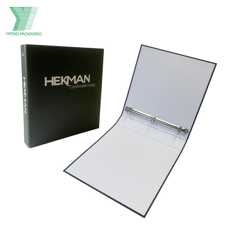 Office Supplies white logo black printing rigid clipboard paper folder with 3 D/O shape rings binder A3/A4/A5 size