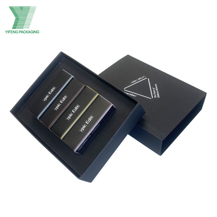 Slide Drawer Paper Box with Black Foam for Jewelry Custom Logo Cardboard Jewelry Gift Bag Necklace Jewelry Box Packaging