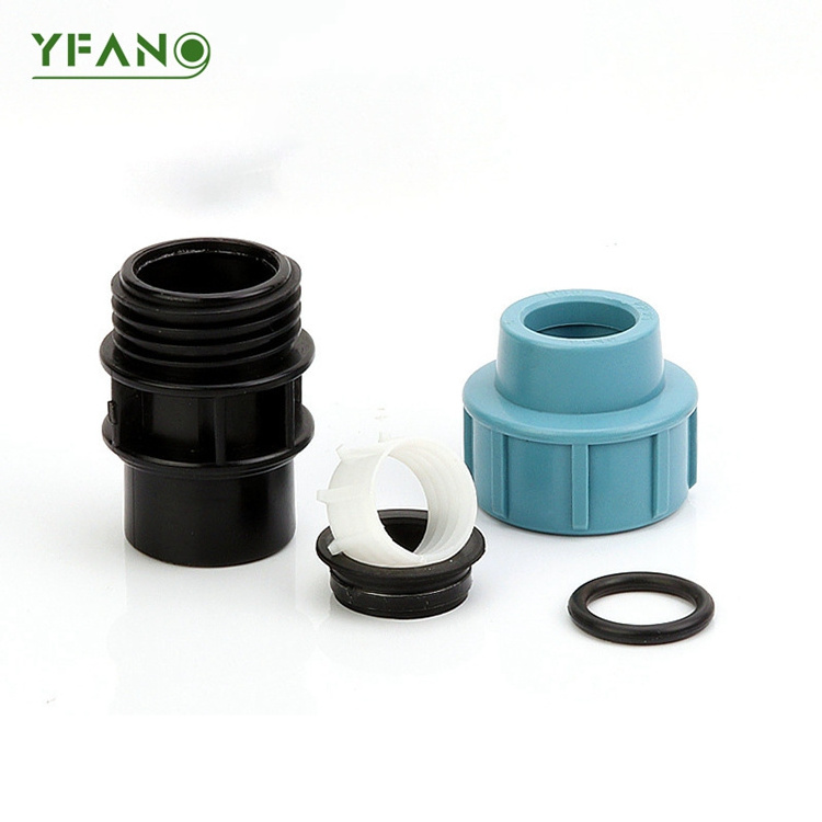 PP Double Union Ball Valve Irrigation Compression Fittings PN16 For Water Pipes PE Pipe Fittings Poly Pipe HDPE Fittings