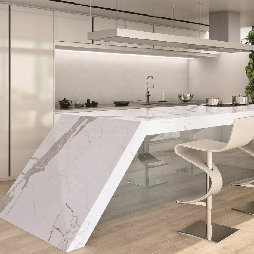 Elegant European style Artificial Stone Calacatta Quartz Slabs, Calacatta Composite Synthetic Resin, engineered quartz stone