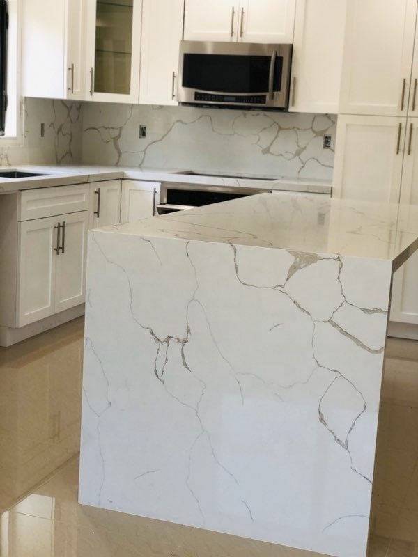 Calcatta Gold Quartz 18mm-30mm thick Calacatta Gold White Quartz Stone Countertops SlabsPopular