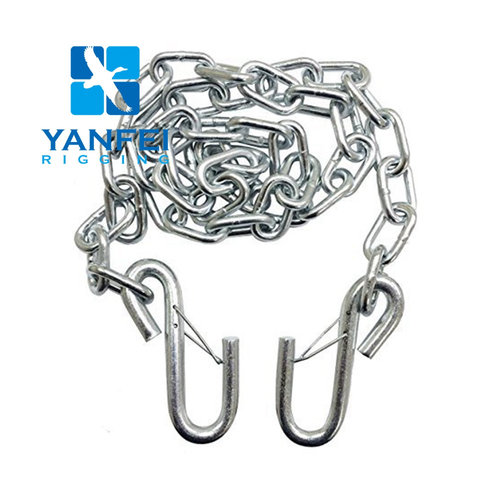 Factory customized Heavy Duty g30 Proof Coil Trailer Safety Chain With 2 Latch S Hooks on both ends tie down chains