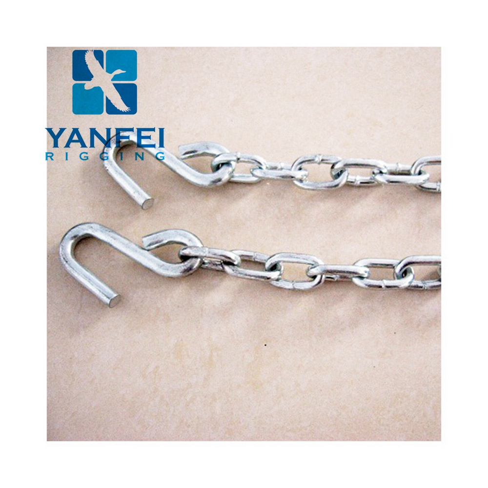 Factory customized Heavy Duty g30 Proof Coil Trailer Safety Chain With 2 Latch S Hooks on both ends tie down chains