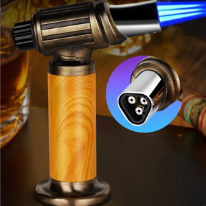 Windproof three stroke flame Torch Turbo Spray Gas Lighter Jet Butane Gas Lighter For Cigar Pipe Outdoor BBQ lighter