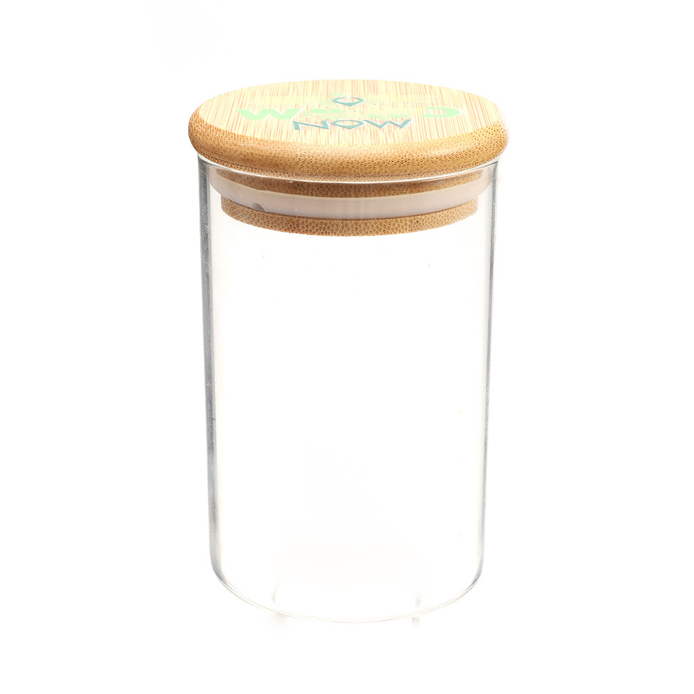 Yufan Hot Sale Saffron Custom Logo Herb Grinder Container Jar Suppliers Storage Glass Jar With Bamboo Lid