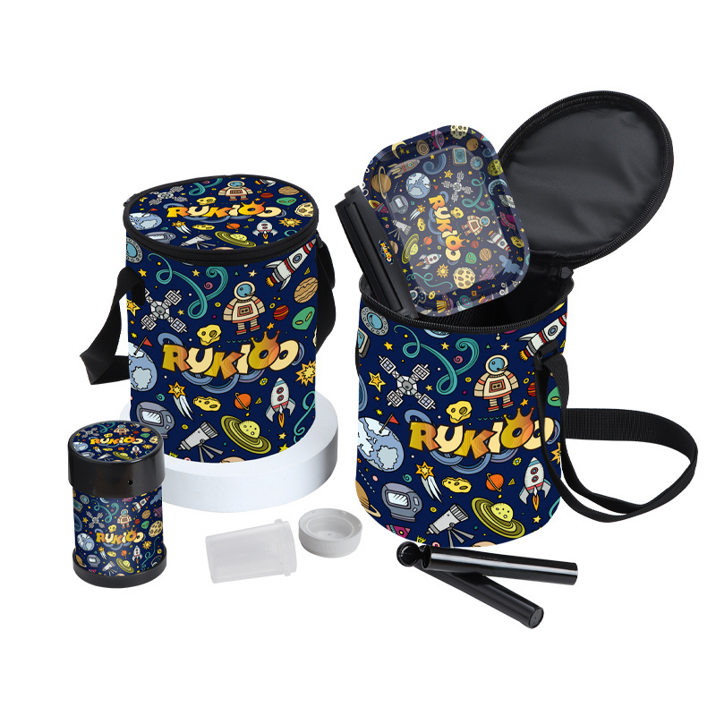 2023 New 7 in 1 Smoking Accessories Kit Bucket Bag Set With Electric Grinder Custom Rolling Tray Set