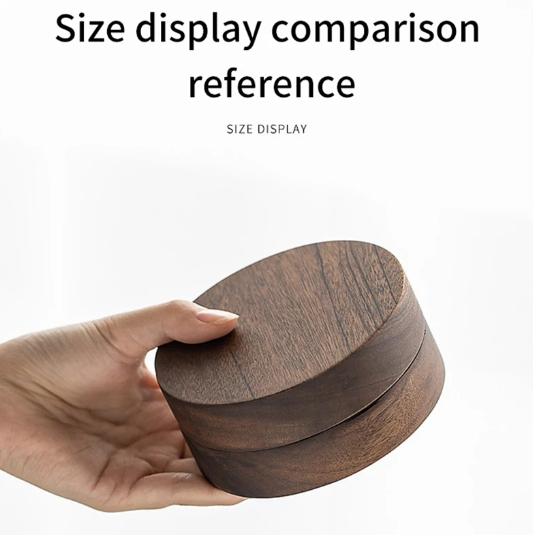 Walnut Wood Desktop Ashtray With Lid Stainless Steel Windproof Ash Tray for Office Home