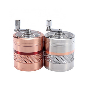 Rukioo Factory Wholesale 2.5 inch Zinc Alloy herb Grinder 4 Parts Smoking Accessories  hand-operated herb mill with window