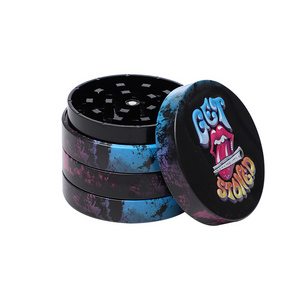 Custom Easy to Use Different Designs Available Herb Grinder 65mm Tin Grinder with Embossed Logo