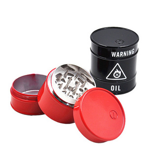 Wholesale metal 41MM 44MM Zinc herb grinder Oil Barrel Shaped 3 layer herb grinder