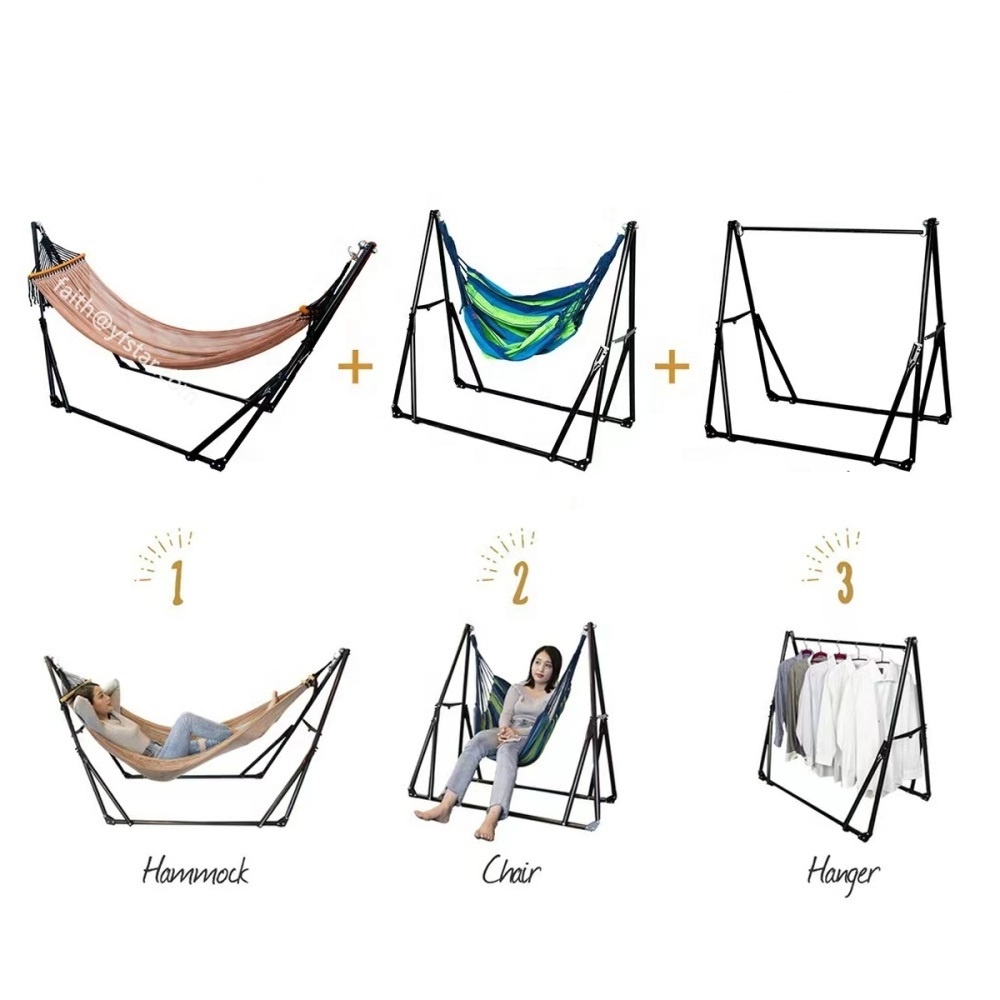 Hot Sale 3 Way Freestanding Portable Hammock Camping Hammock Stand  Folding Hammock Swing Chair For Sale