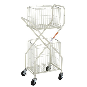 Double Basket Shopping Trolley Cart 360 Degree Rotate Wheels for Supermarket, Laundry, Grocery, Luggage