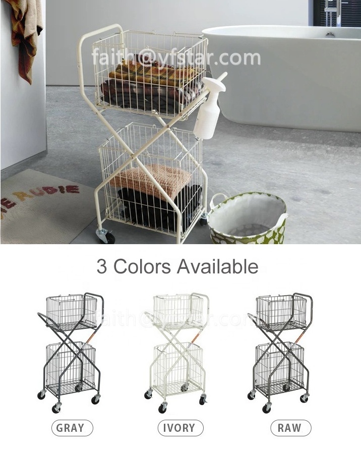 Factory Price Housekeeping Industrial Laundry Cart Bathroom Trolley With Wheels Hobby Storage Rolling Cart For Sale