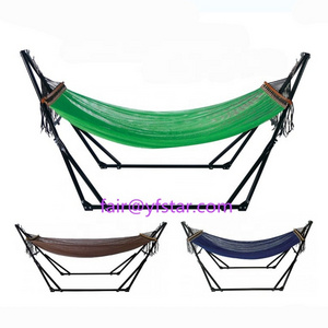 Foldable free standing hammock, polyester mesh, iron frame