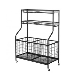 Garage Sports Equipment Storage Organizer with Baskets and Hooks  Sports Ball Gear Rack Holders storage racks