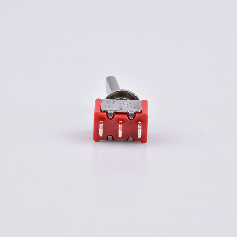 Toggle Switch  Flat Handle  ON (ON) SPDT 3P  Single Side Momentary Miniature Toggle Switch