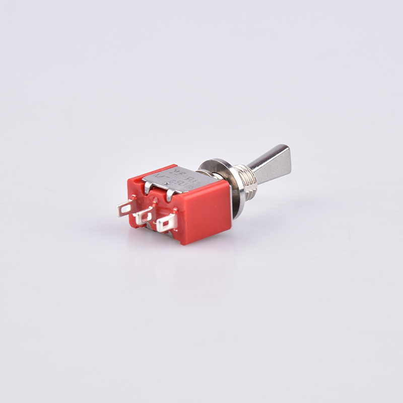 Toggle Switch  Flat Handle  ON (ON) SPDT 3P  Single Side Momentary Miniature Toggle Switch