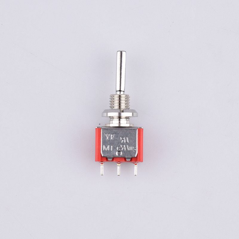 Toggle Switch  Flat Handle  ON (ON) SPDT 3P  Single Side Momentary Miniature Toggle Switch